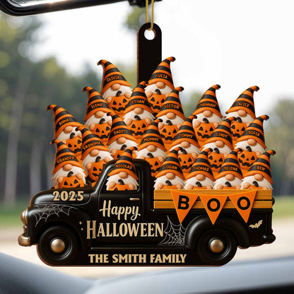 Happy Halloween Family Truck With Pumpkins