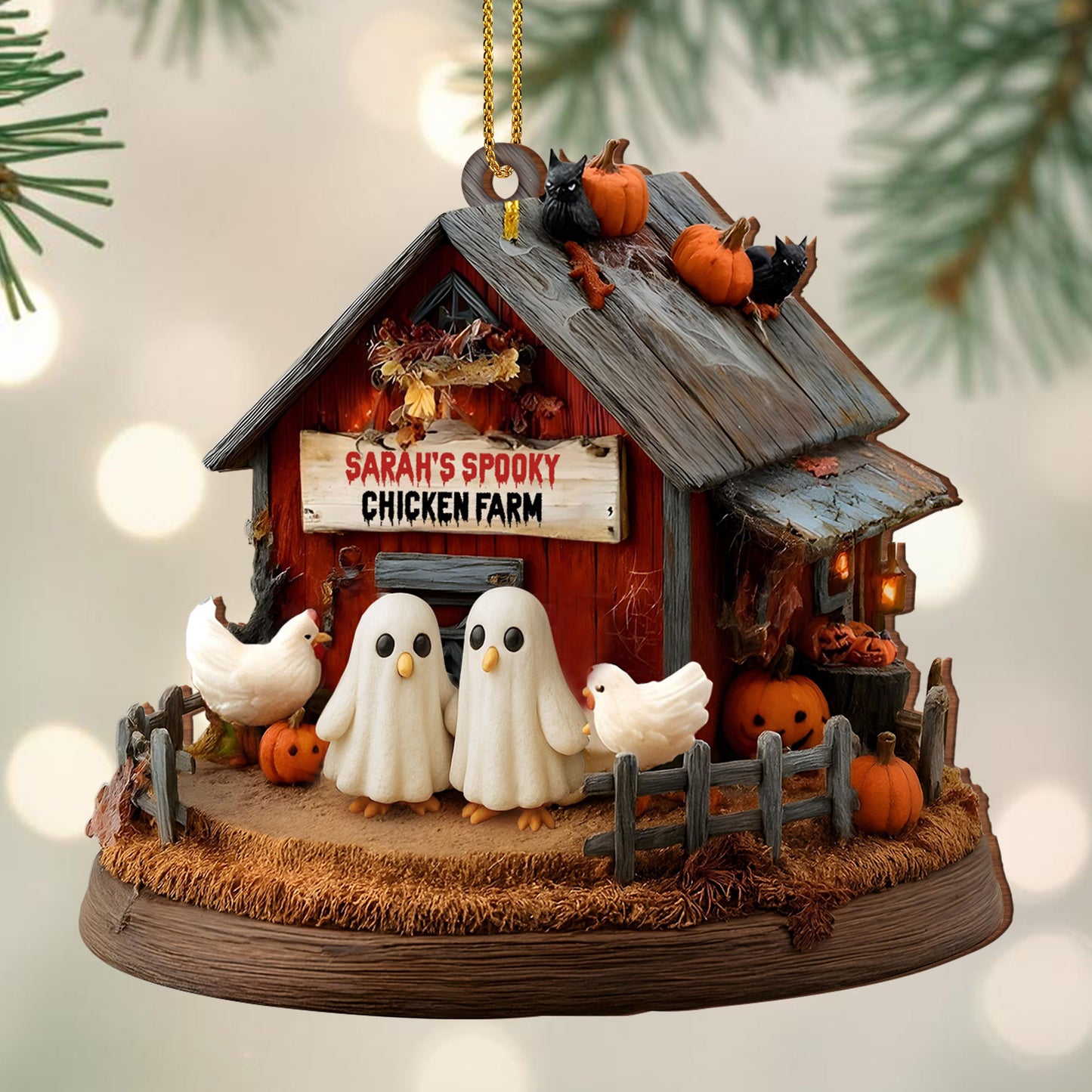 Sarah's Spooky Chicken Farm With Ghosts and Pumpkins