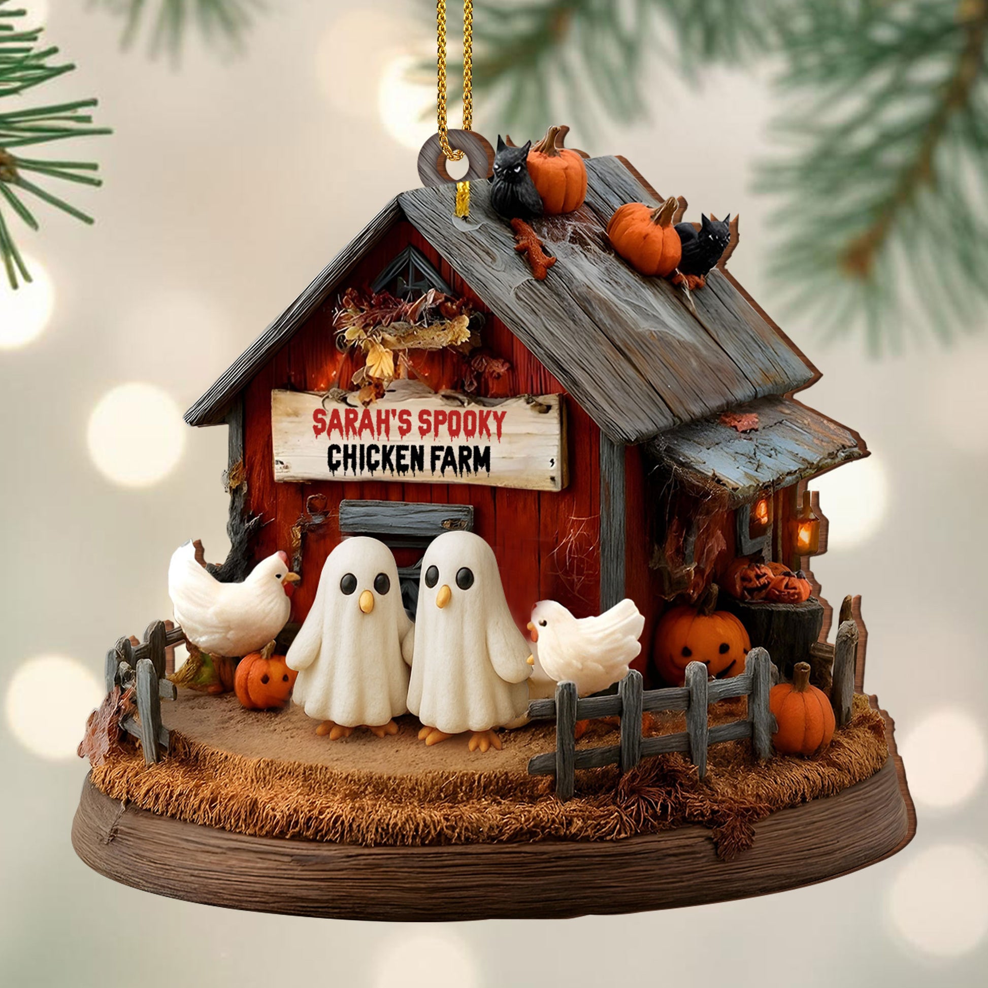 Sarah's Spooky Chicken Farm With Ghosts and Pumpkins