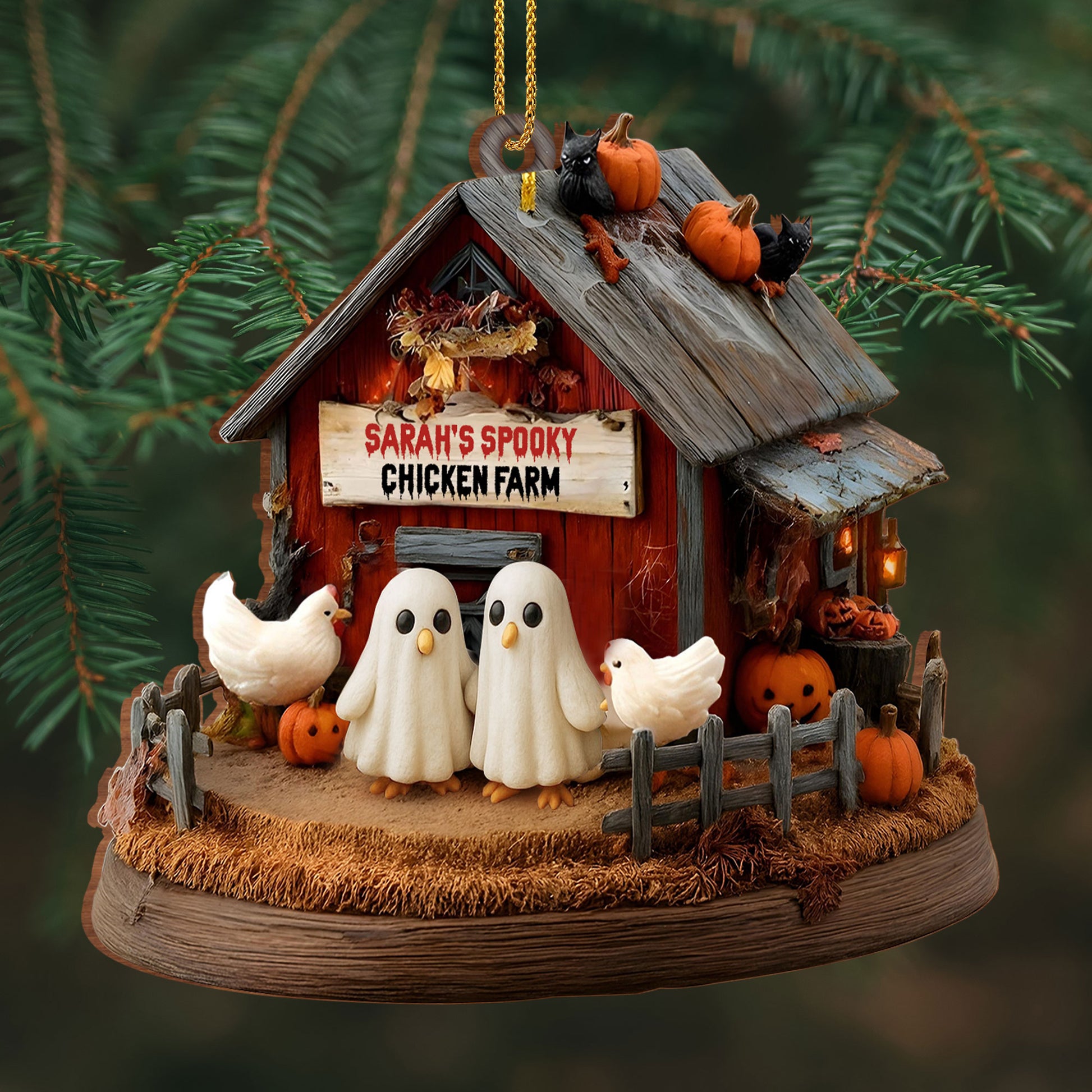 Sarah's Spooky Chicken Farm With Ghosts and Pumpkins