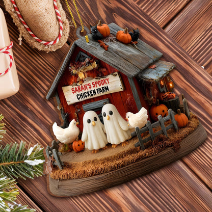 Sarah's Spooky Chicken Farm With Ghosts and Pumpkins