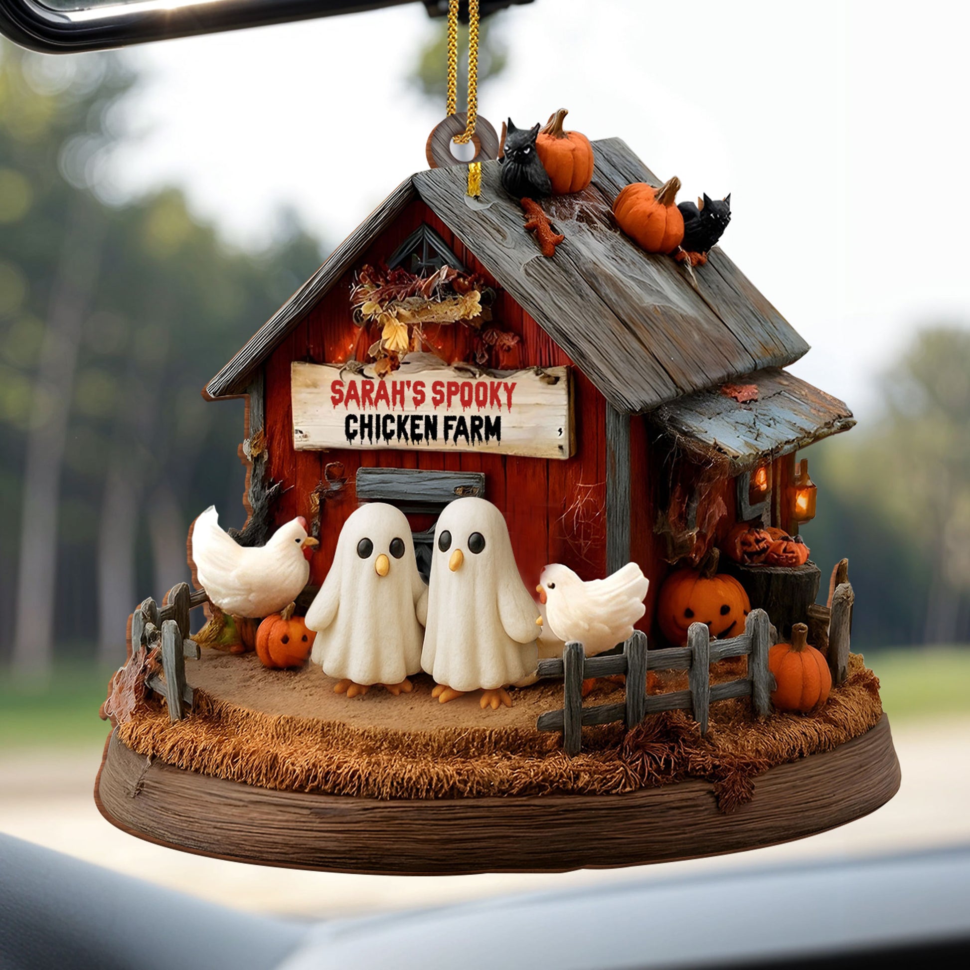 Sarah's Spooky Chicken Farm With Ghosts and Pumpkins
