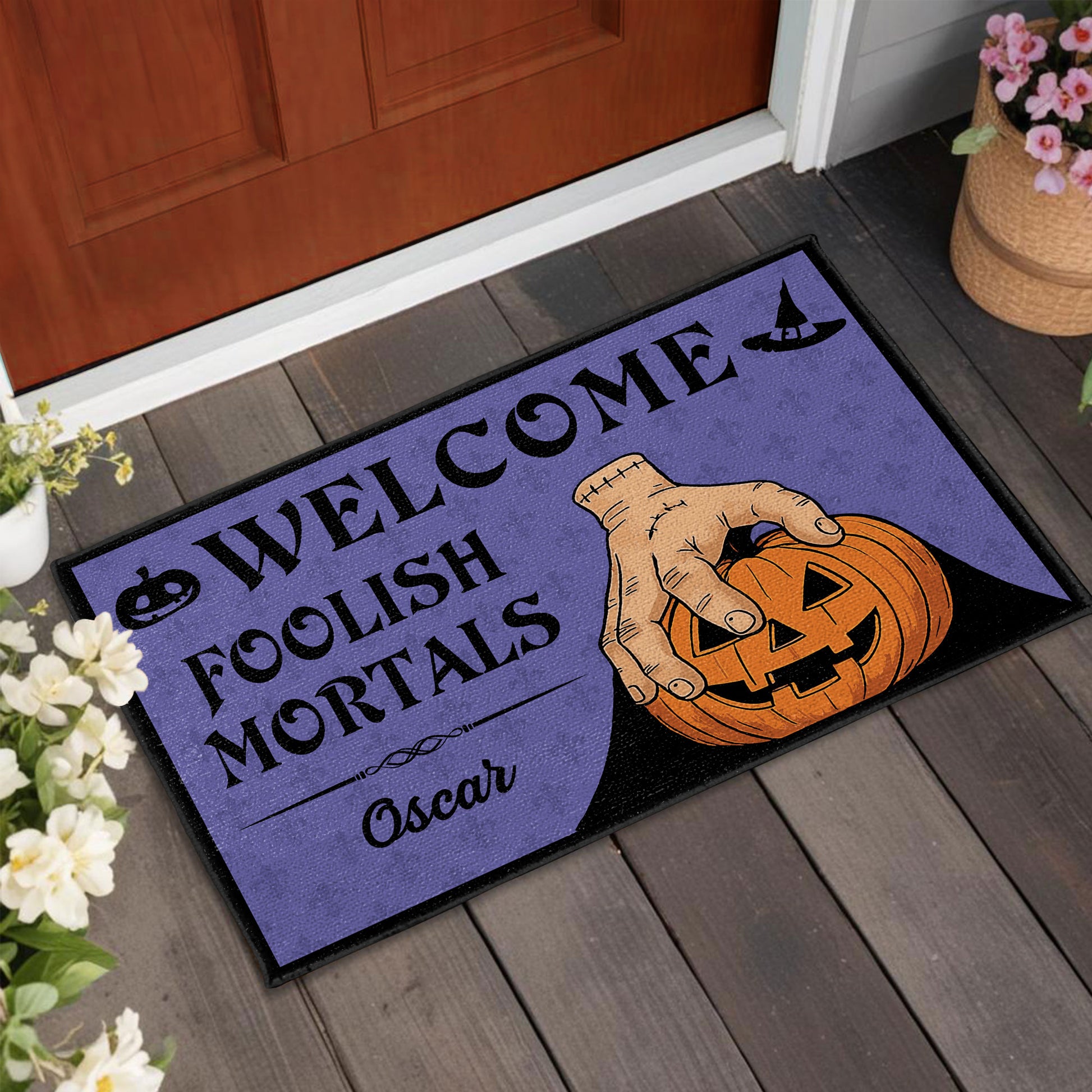 Welcome Foolish Mortals, Pumpkin And Hand