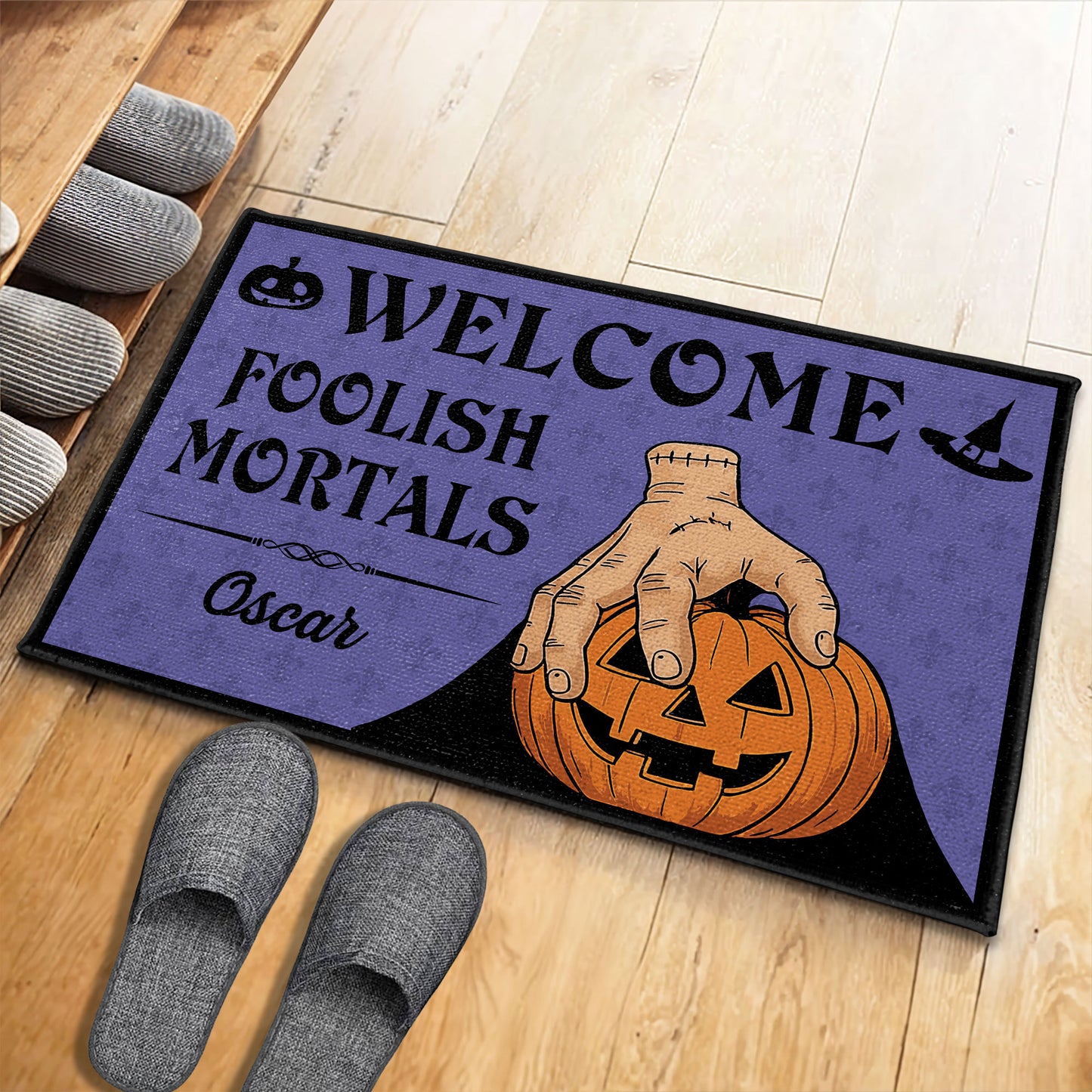 Welcome Foolish Mortals, Pumpkin And Hand