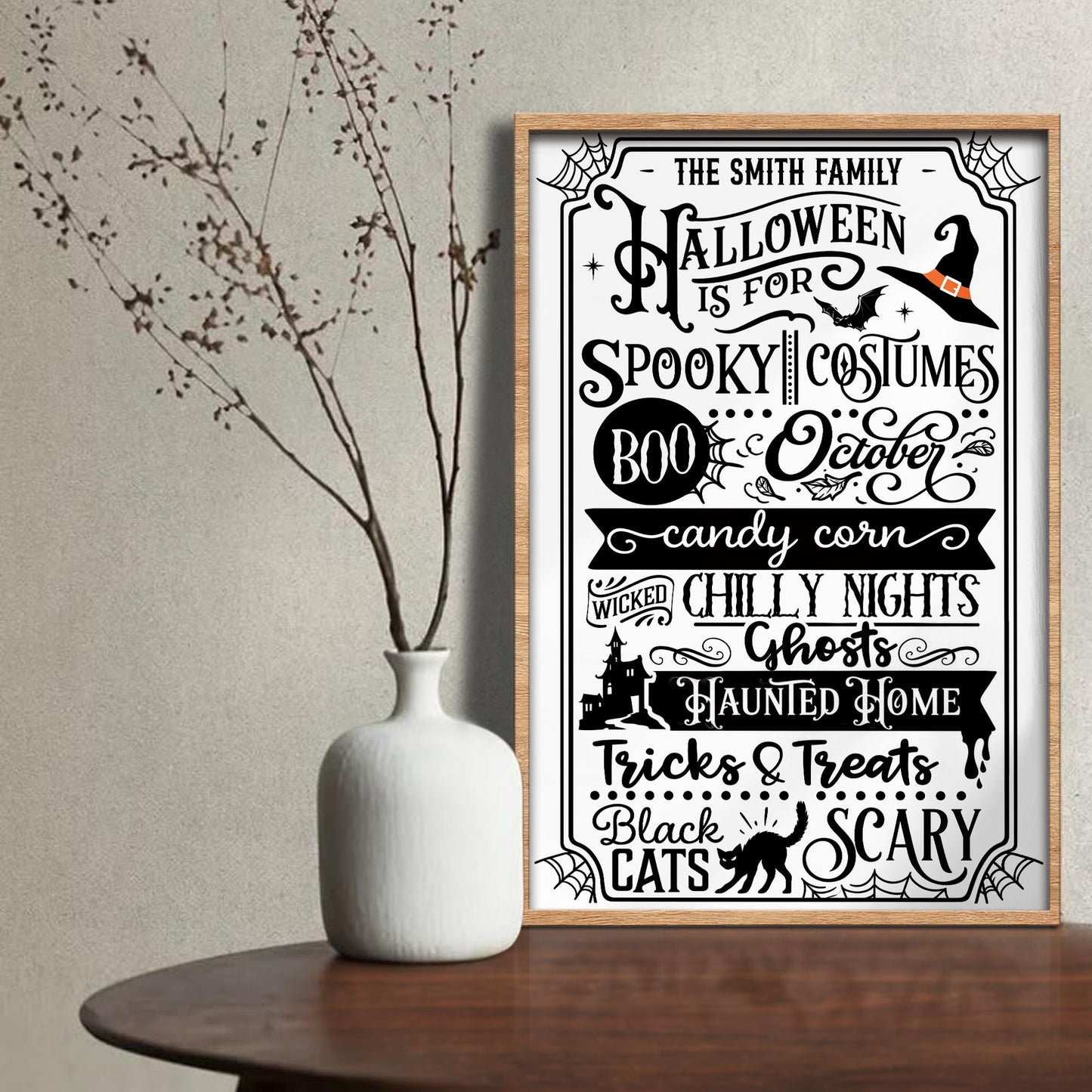 Our Family Halloween Is For Spooky Costumes Witch Hat Black Cat - Personalized Custom Vertical Poster - HALW106_VPOS