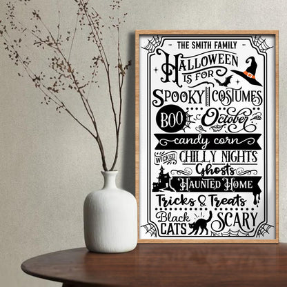 Our Family Halloween Is For Spooky Costumes Witch Hat Black Cat - Personalized Custom Vertical Poster - HALW106_VPOS