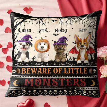 Beware Of Little Woofster Funny Halloween Dog With Bat Wings - Personalized Custom Pillow, Insert Included - HALW237_PLW