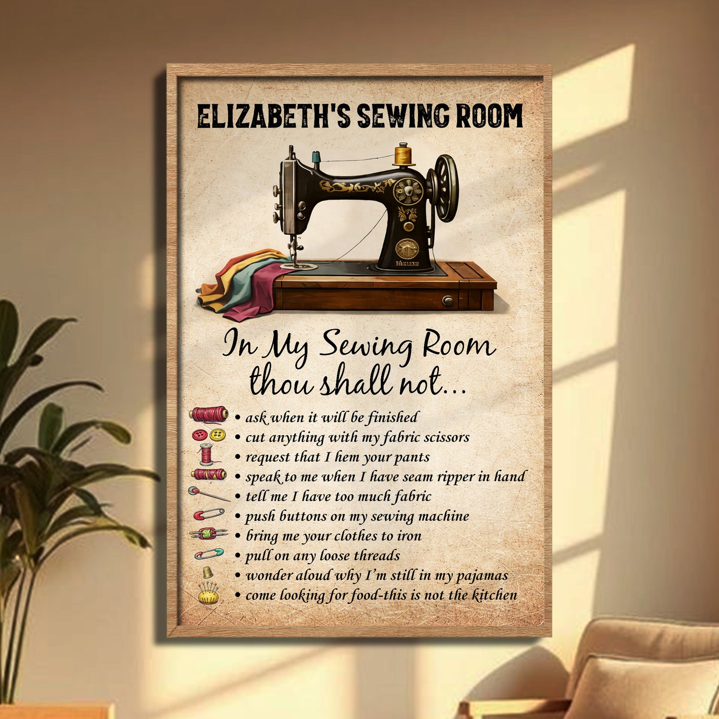 In My Sewing Room Thou Shall Not, Sewing Machine Art