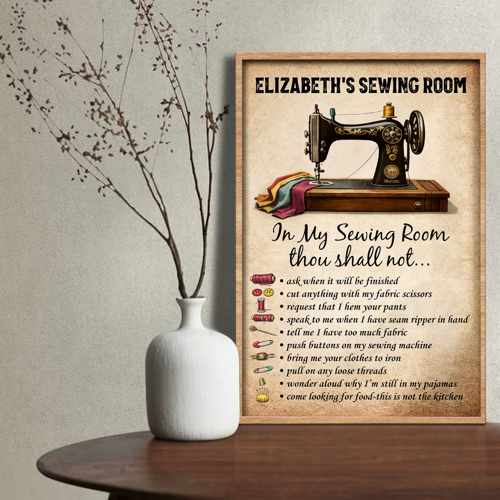 In My Sewing Room Thou Shall Not, Sewing Machine Art