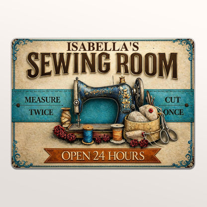 Sewing Room Measure Twice Cut Once Vintage Sewing Machine Threads