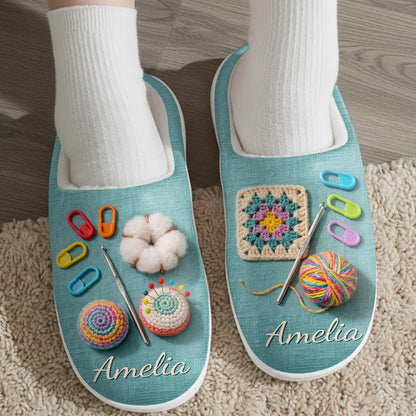 A Happy Place With Yarn And Crochet Hook Crafting Design