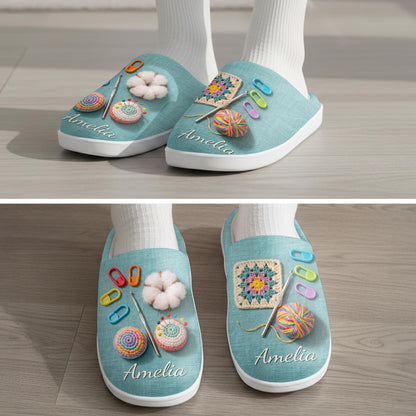 A Happy Place With Yarn And Crochet Hook Crafting Design