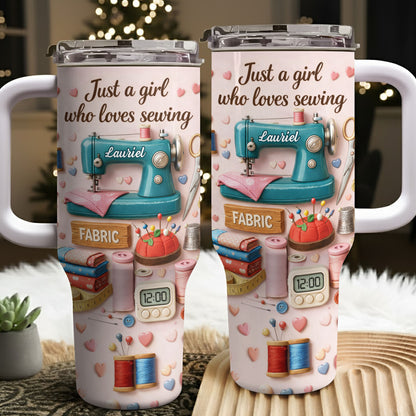 Just A Girl Who Loves Sewing Machine And Fabric