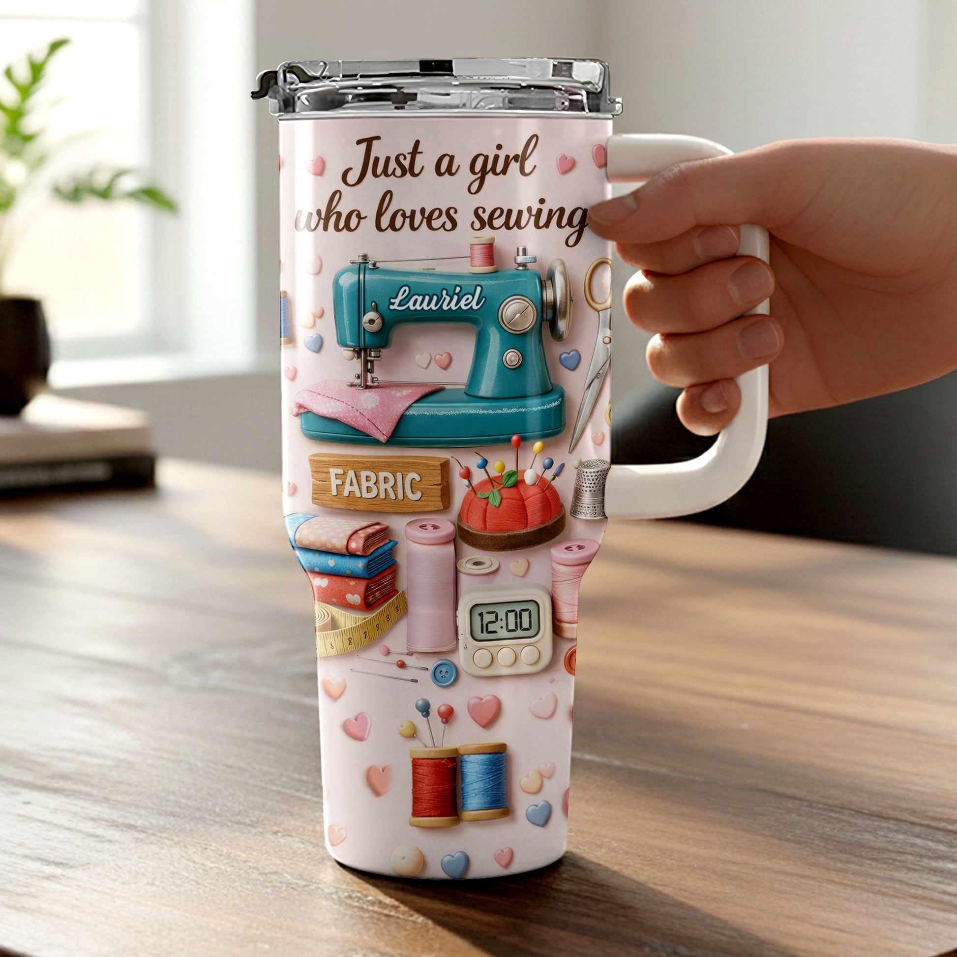 Just A Girl Who Loves Sewing Machine And Fabric