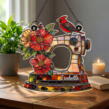 Isabella, Sewing Machine With Cardinal And Flowers