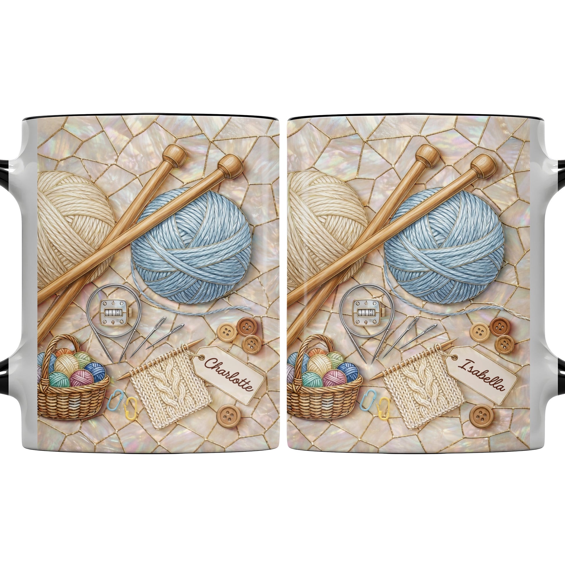 Celebrate Crafting With Yarn Balls and Knitting Needles Mug