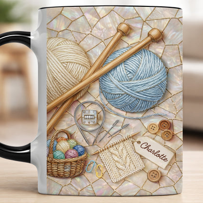 Celebrate Crafting With Yarn Balls and Knitting Needles Mug