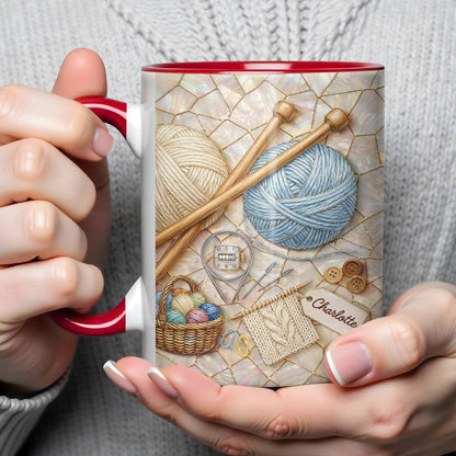 Celebrate Crafting With Yarn Balls and Knitting Needles Mug