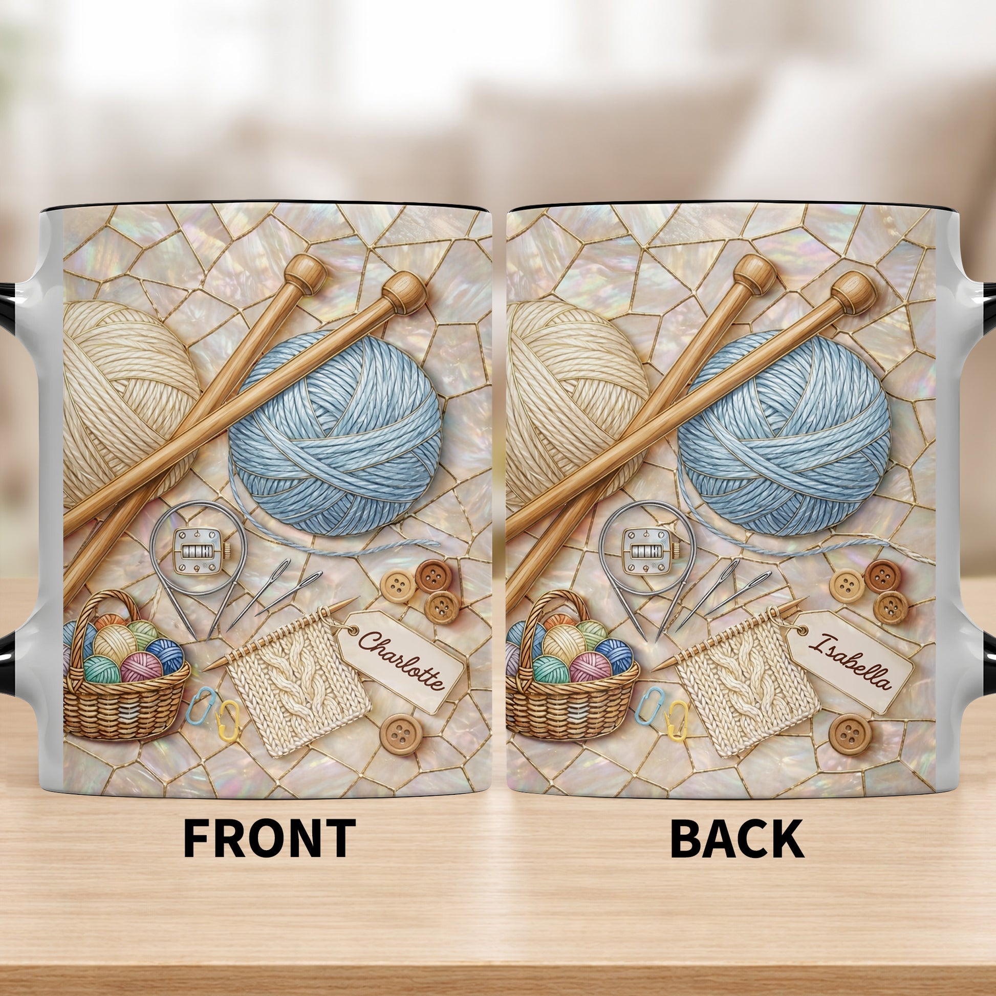 Celebrate Crafting With Yarn Balls and Knitting Needles Mug