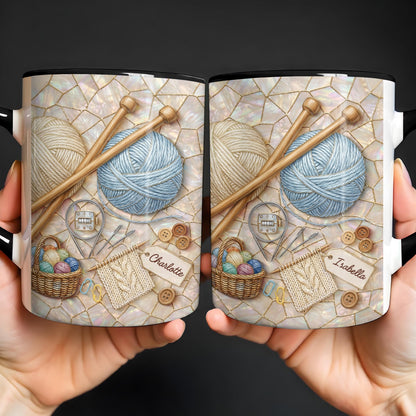 Celebrate Crafting With Yarn Balls and Knitting Needles Mug