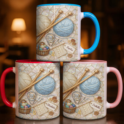 Celebrate Crafting With Yarn Balls and Knitting Needles Mug