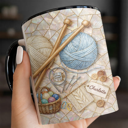 Celebrate Crafting With Yarn Balls and Knitting Needles Mug