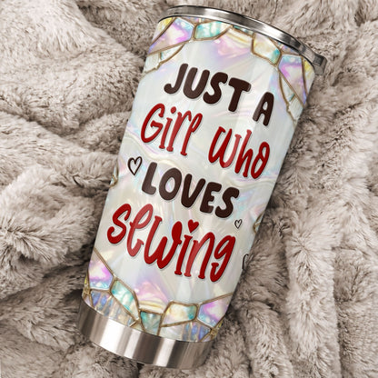 Just A Girl Who Loves Sewing With Sewing Machine And Tools