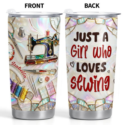 Just A Girl Who Loves Sewing With Sewing Machine And Tools