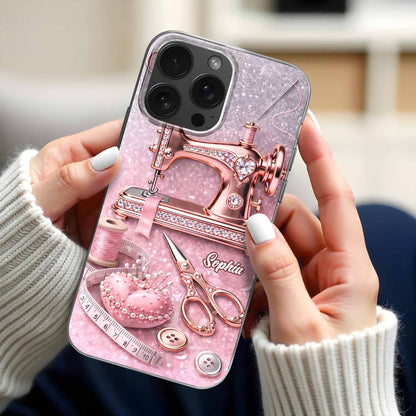 Artistic Sewing-Themed Phone Case Design