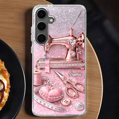 Artistic Sewing-Themed Phone Case Design