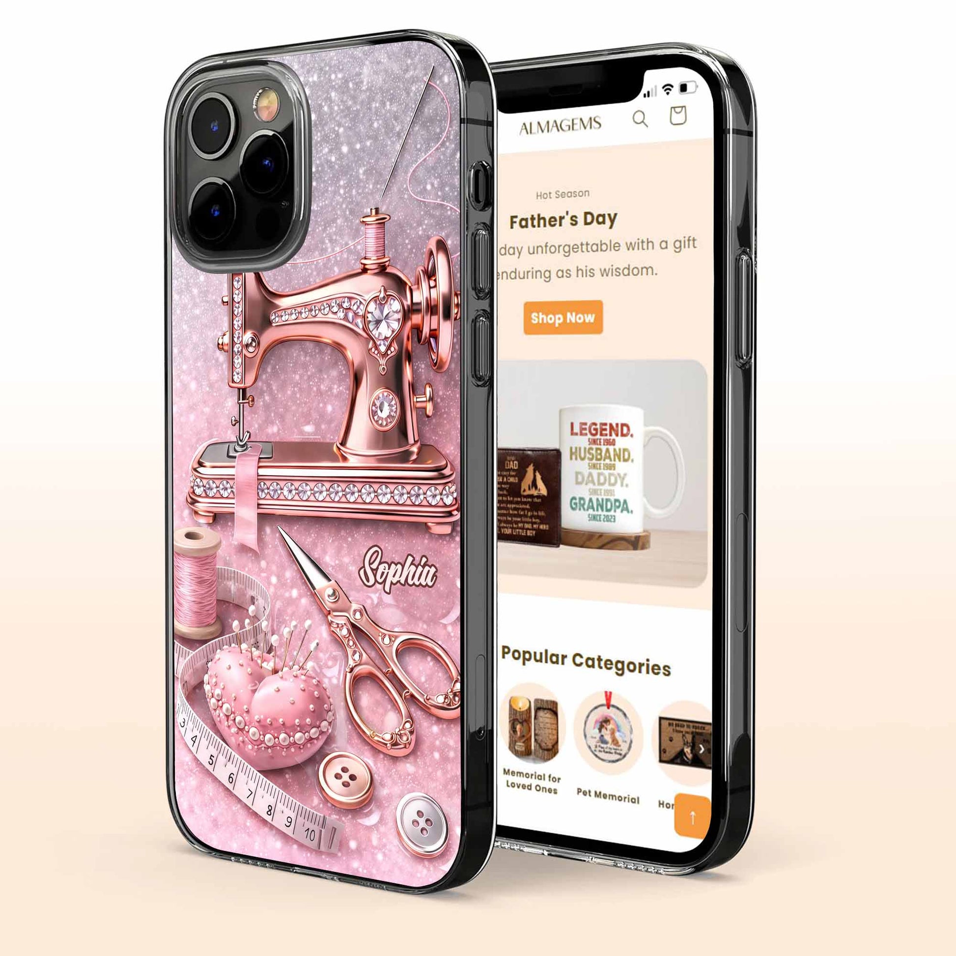 Artistic Sewing-Themed Phone Case Design