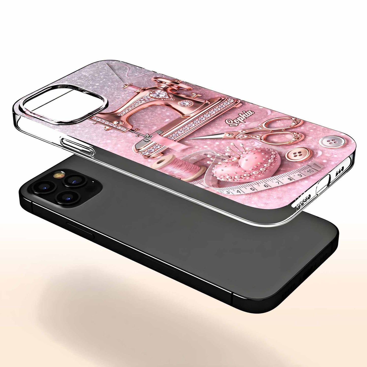 Artistic Sewing-Themed Phone Case Design