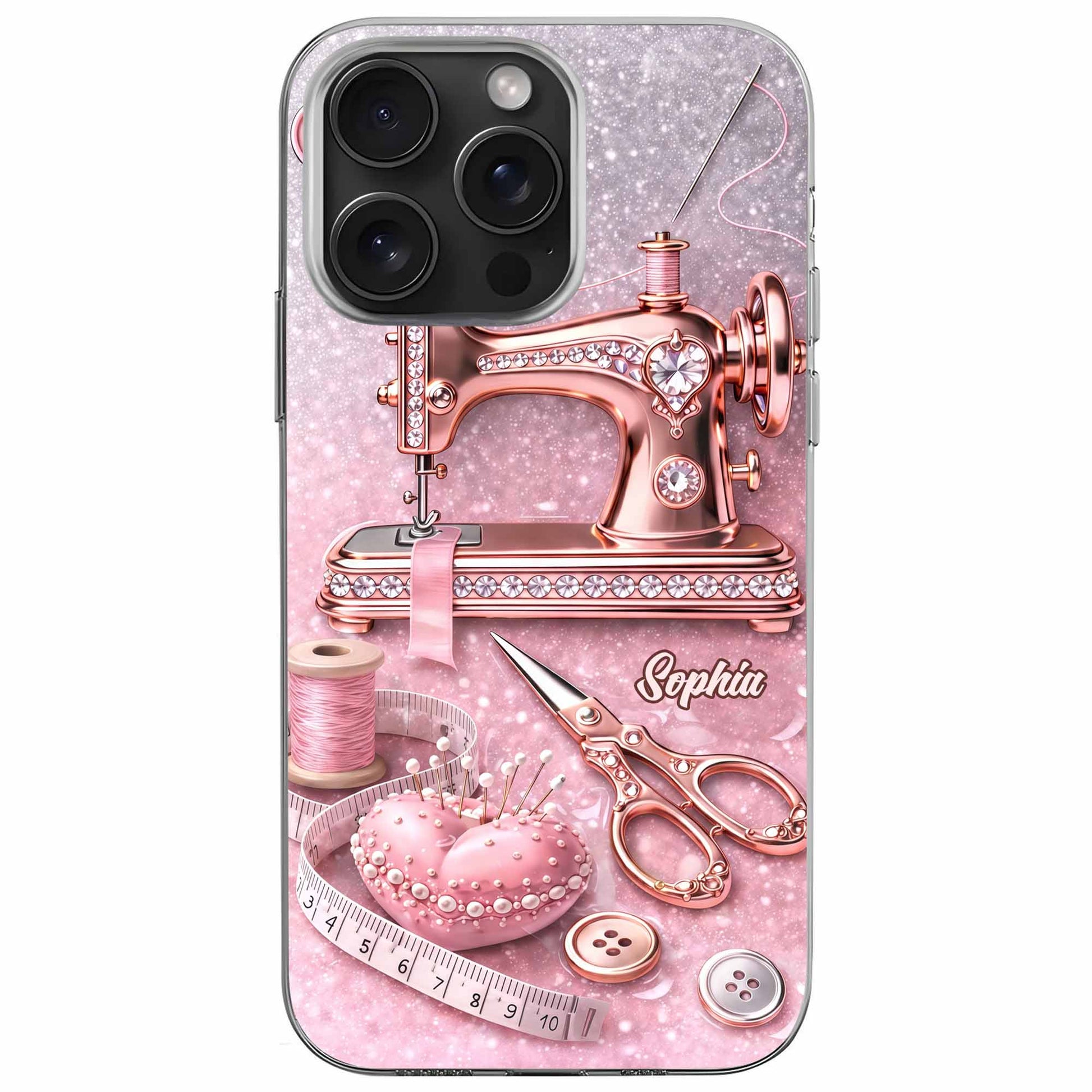 Artistic Sewing-Themed Phone Case Design