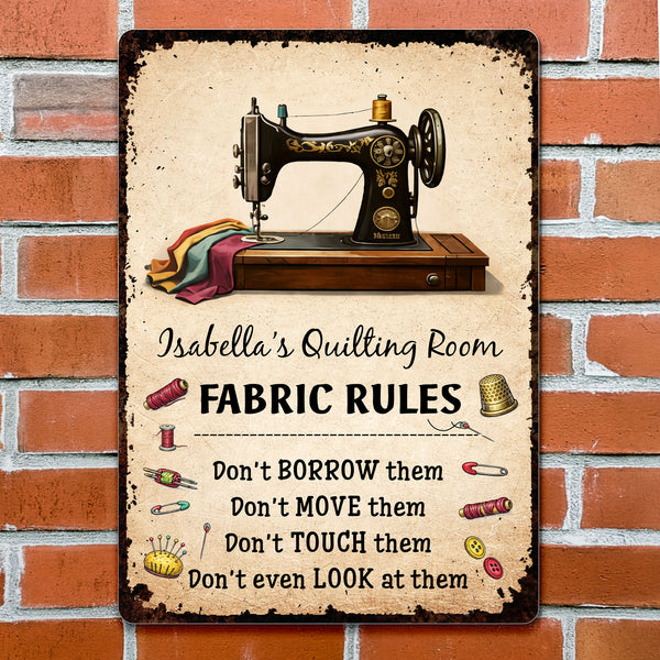 Fabric Rules For My Quilting Room With Sewing Machine And Thread