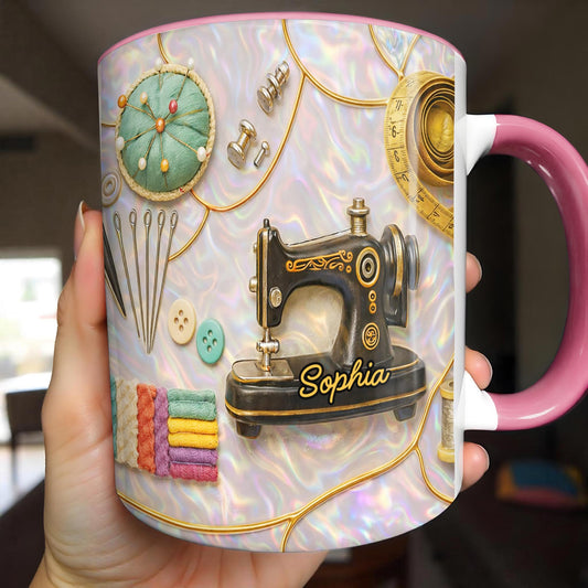 Vintage Sewing Machine and Quilting Essentials with Pins and Buttons