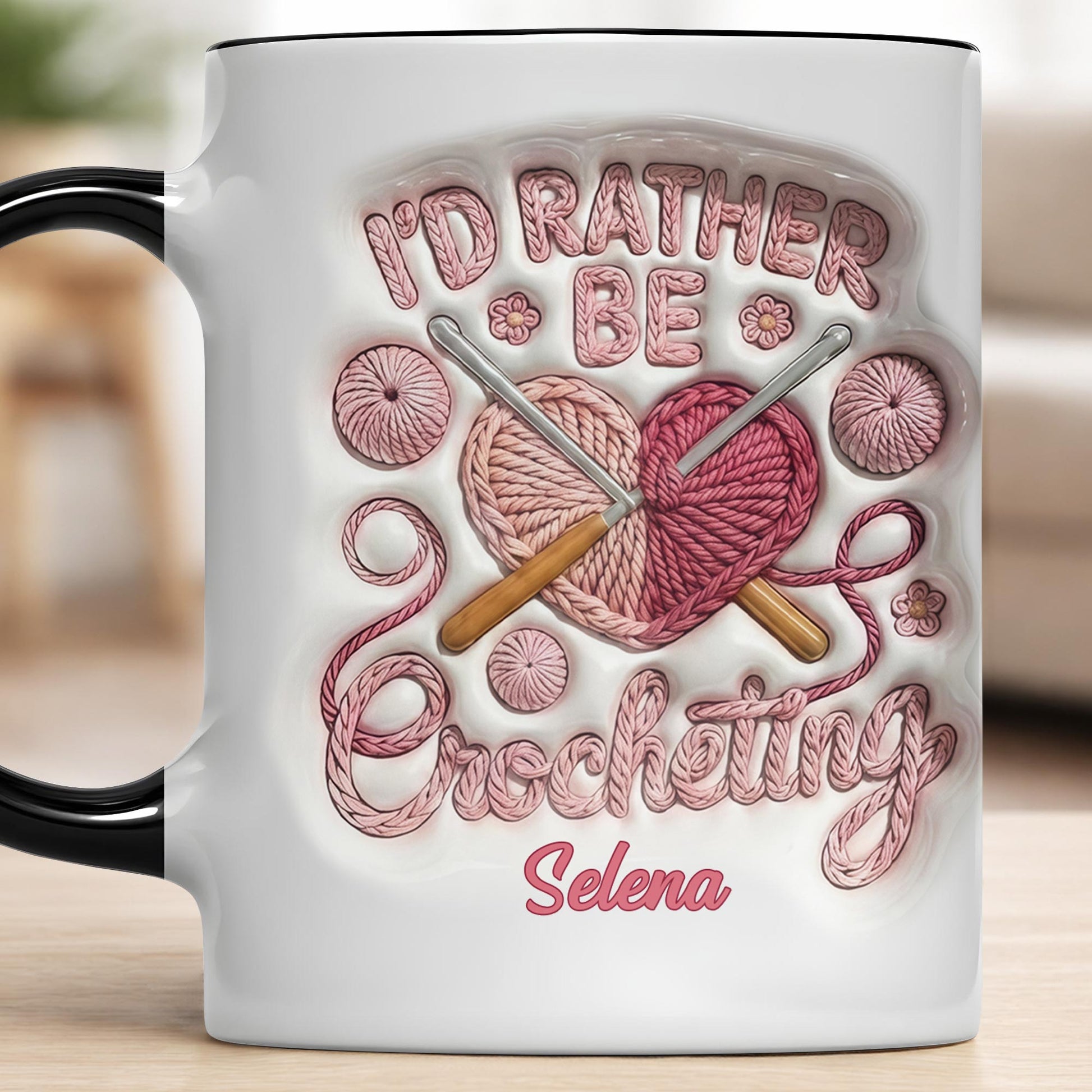 I'd Rather Be Crocheting Yarn Heart And Crochet Hooks Design