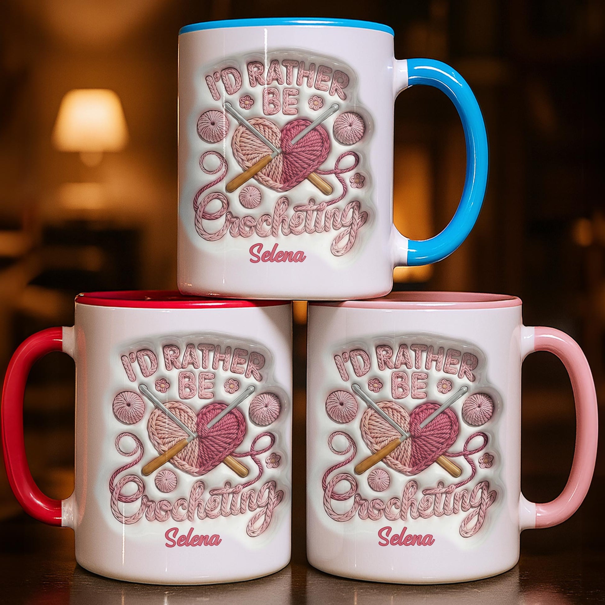 I'd Rather Be Crocheting Yarn Heart And Crochet Hooks Design