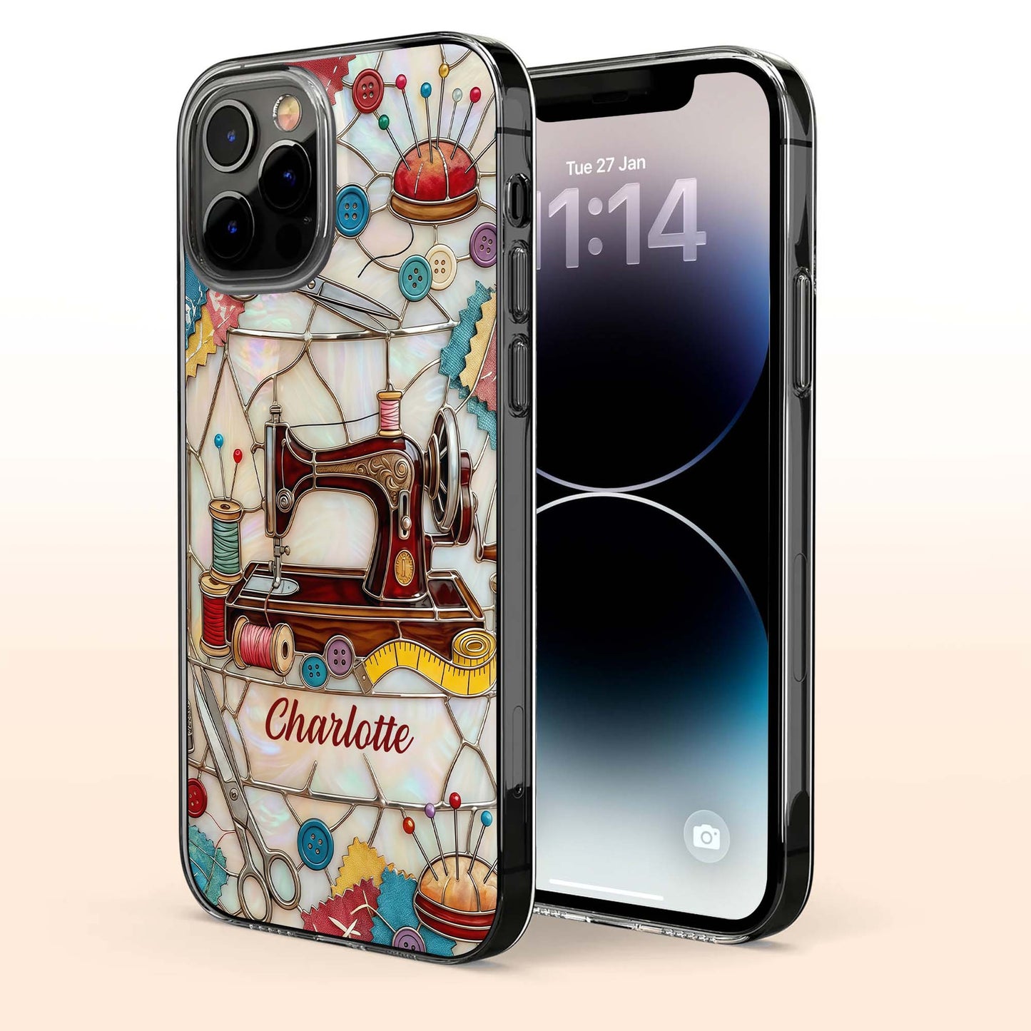 A Life Stitched With Love, Sewing Machine And Tailor Tools Design