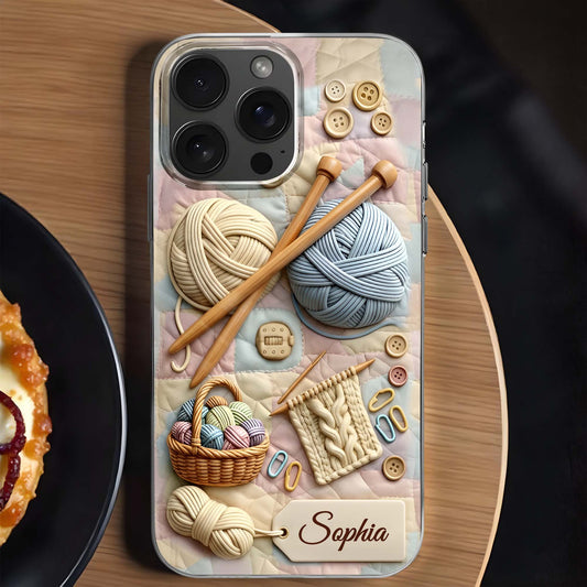 Eat Sleep Knit Repeat With Yarn Balls And Knitting Needles