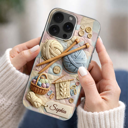 Eat Sleep Knit Repeat With Yarn Balls And Knitting Needles