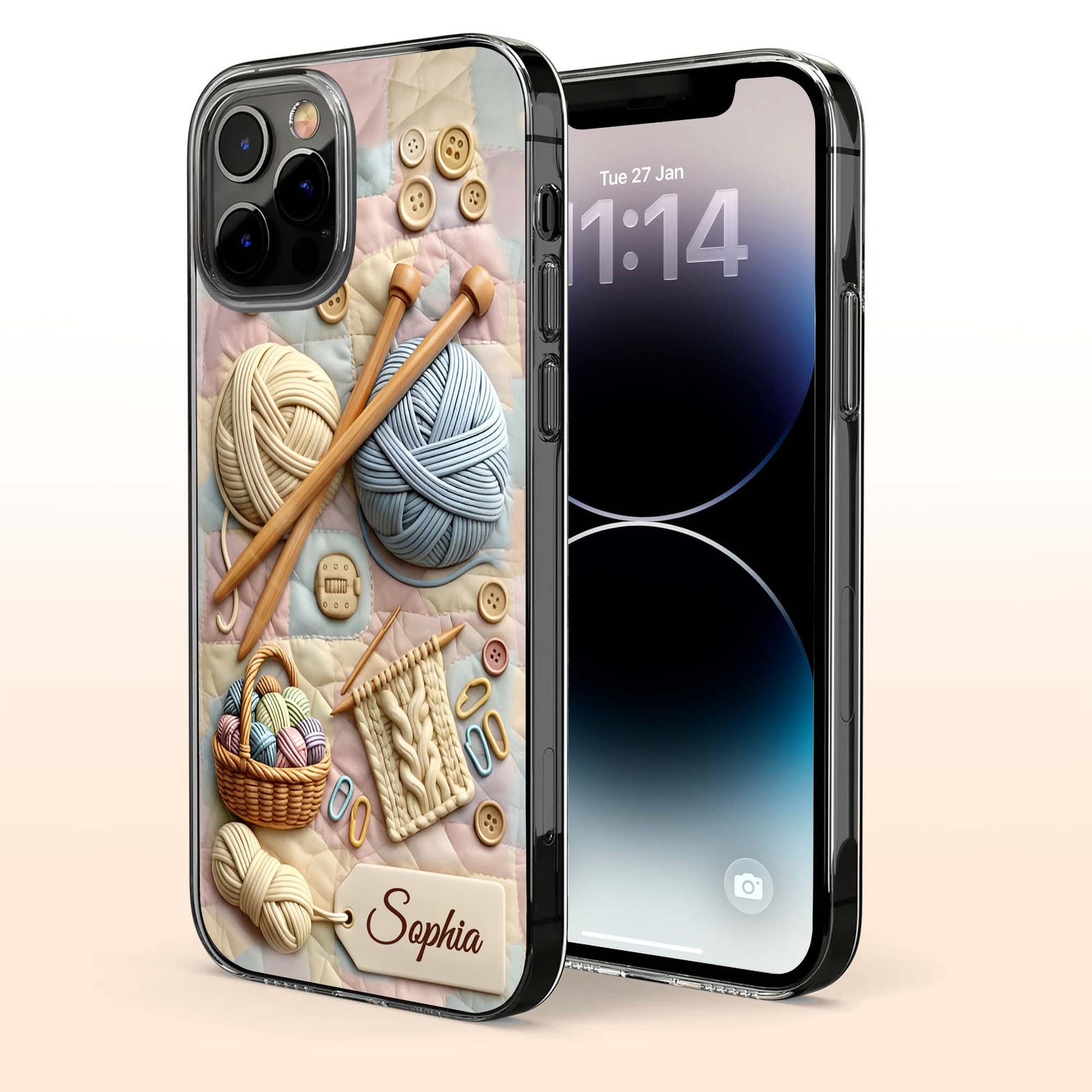 Eat Sleep Knit Repeat With Yarn Balls And Knitting Needles