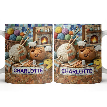 Cozy Knitting Vibes With Wool Yarn Balls And Sheep Design