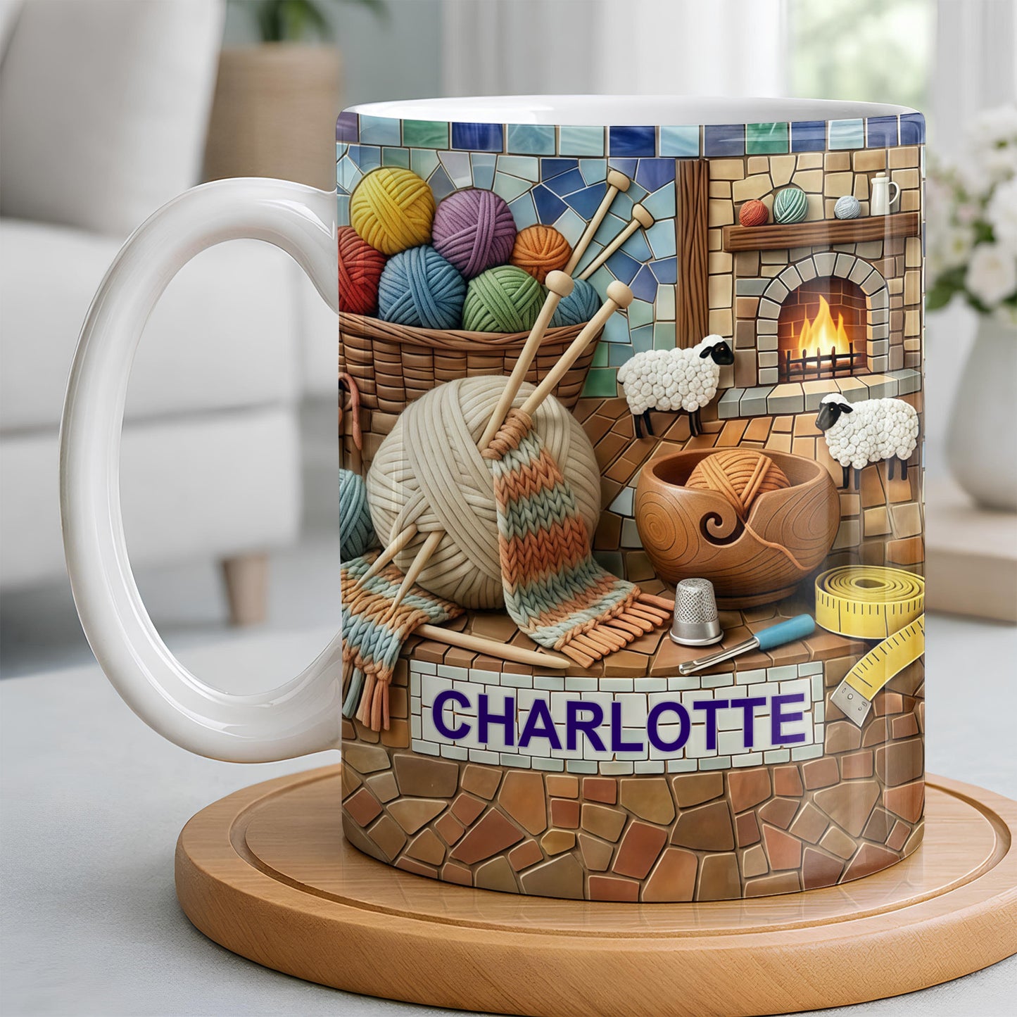 Cozy Knitting Vibes With Wool Yarn Balls And Sheep Design