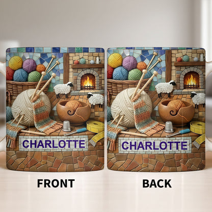 Cozy Knitting Vibes With Wool Yarn Balls And Sheep Design