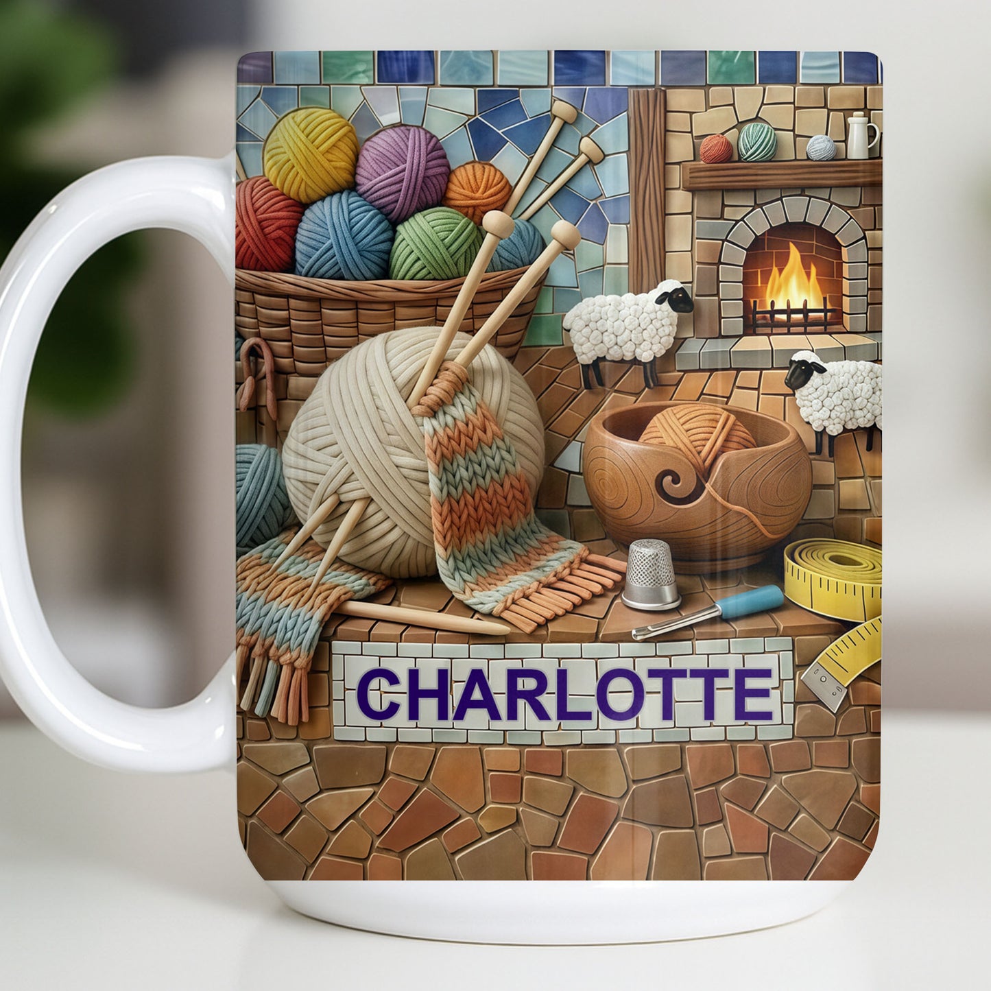 Cozy Knitting Vibes With Wool Yarn Balls And Sheep Design