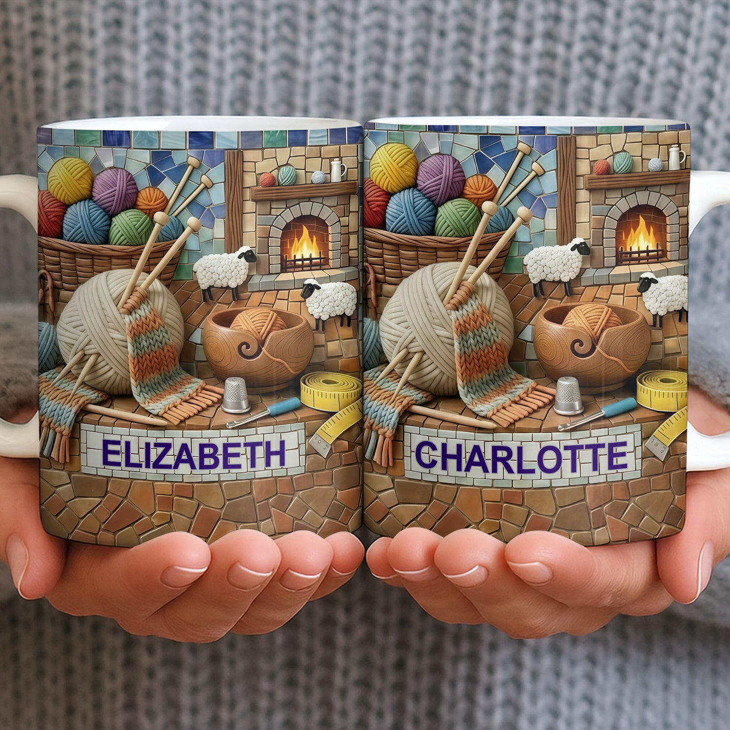 Cozy Knitting Vibes With Wool Yarn Balls And Sheep Design