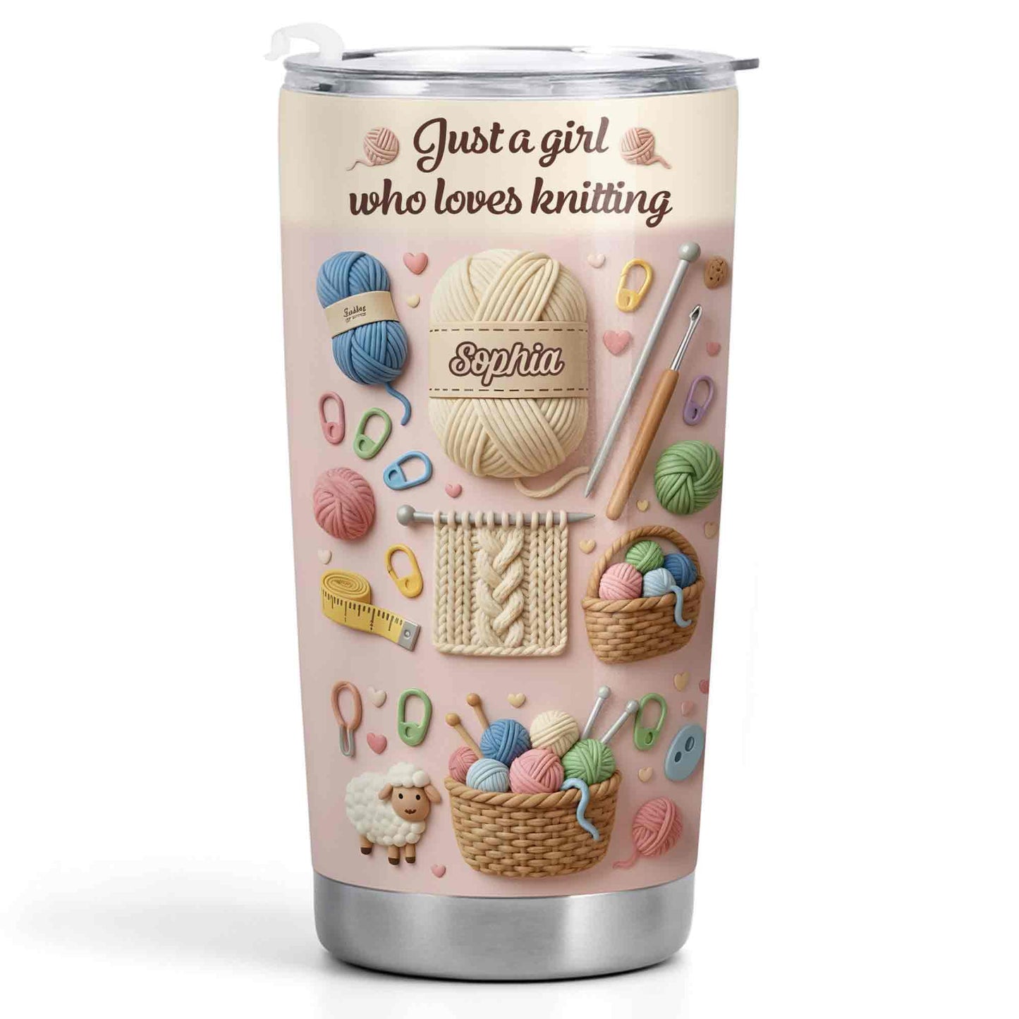 Just A Girl Who Loves Knitting With Yarn Balls And Knitting Needles