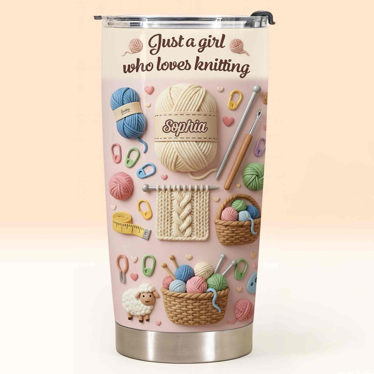 Just A Girl Who Loves Knitting With Yarn Balls And Knitting Needles