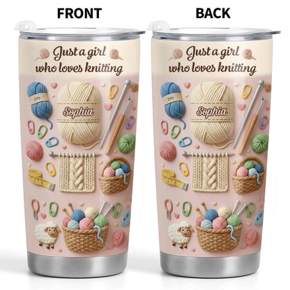 Just A Girl Who Loves Knitting With Yarn Balls And Knitting Needles