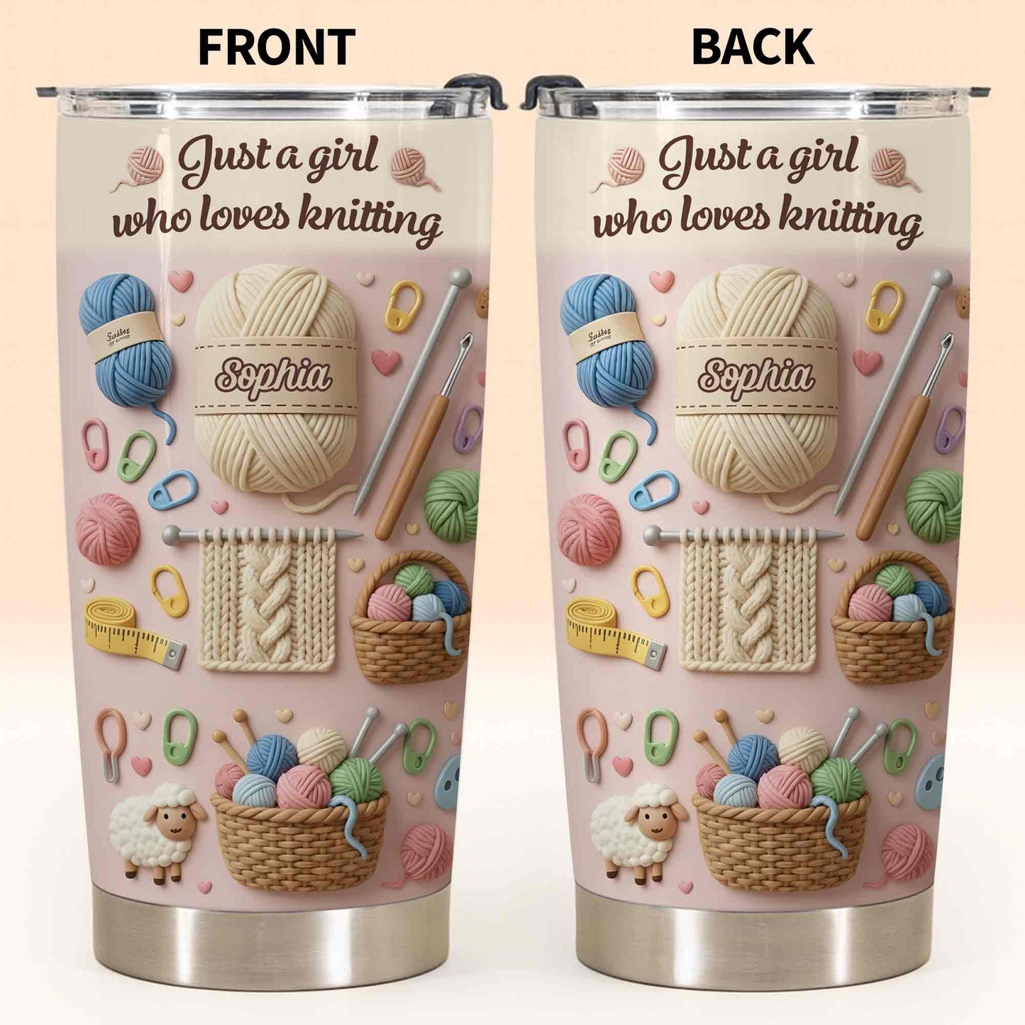 Just A Girl Who Loves Knitting With Yarn Balls And Knitting Needles